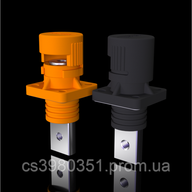 Корпусна прохідна клема для акумулятора LSP 200А (комплект 2шт) оранжева+чорна