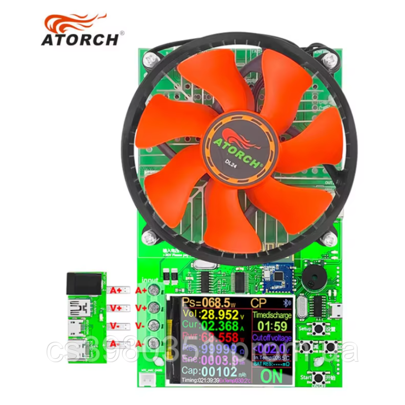 Електронне навантаження ATORCH DL24 150Вт 200В 20А Bluetooth USB тестер эмності батарей