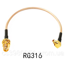 Антенний подовжувач перехідник MMCX M to SMA  F 15см кутовий  90°