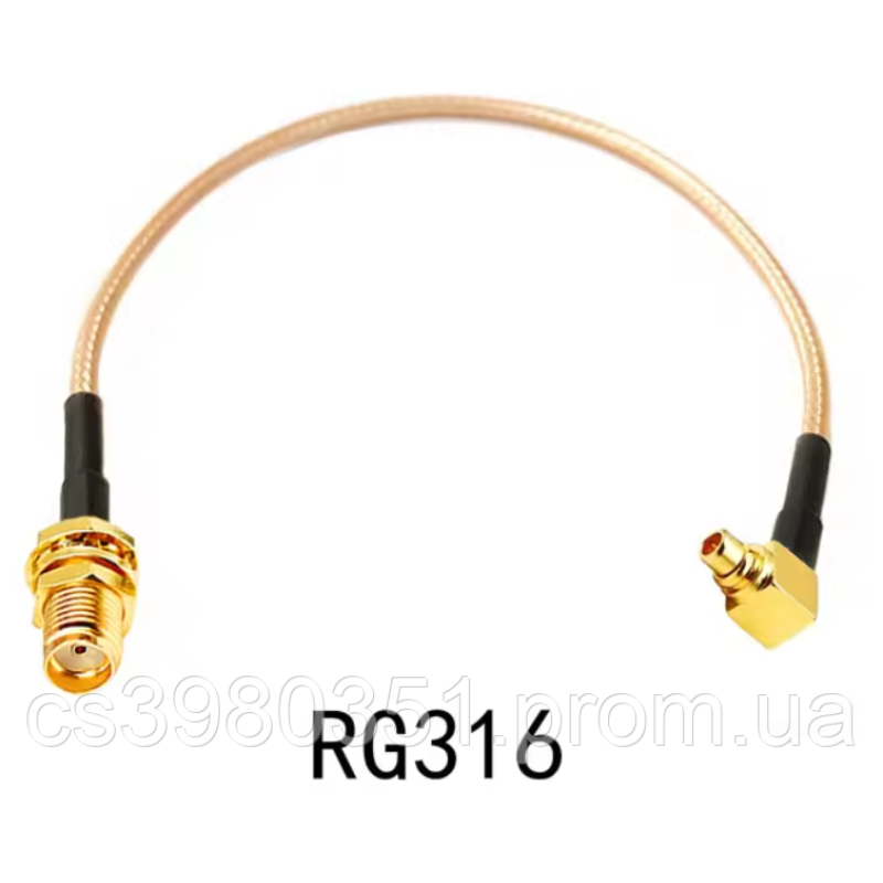 Антенний подовжувач перехідник MMCX M to SMA  F 15см кутовий  90°