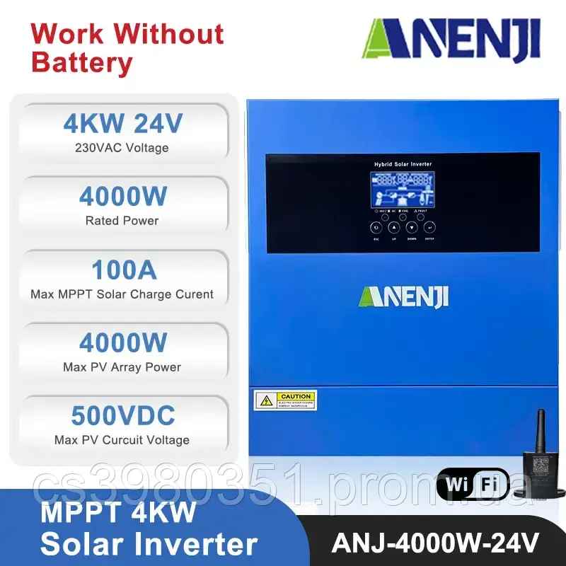 Гібридний інвертор Anenji ANJ-4000-24V, 24 В, 4000 Вт